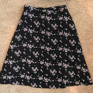 GAP Black Floral Midi Skirt